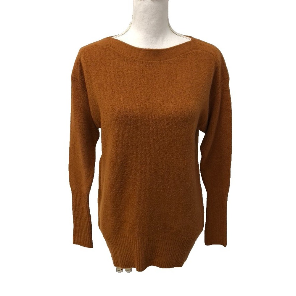 Anthropologie Sweater Jumper Womens XS Brown Oversize Boat Neck Pullover Comfort